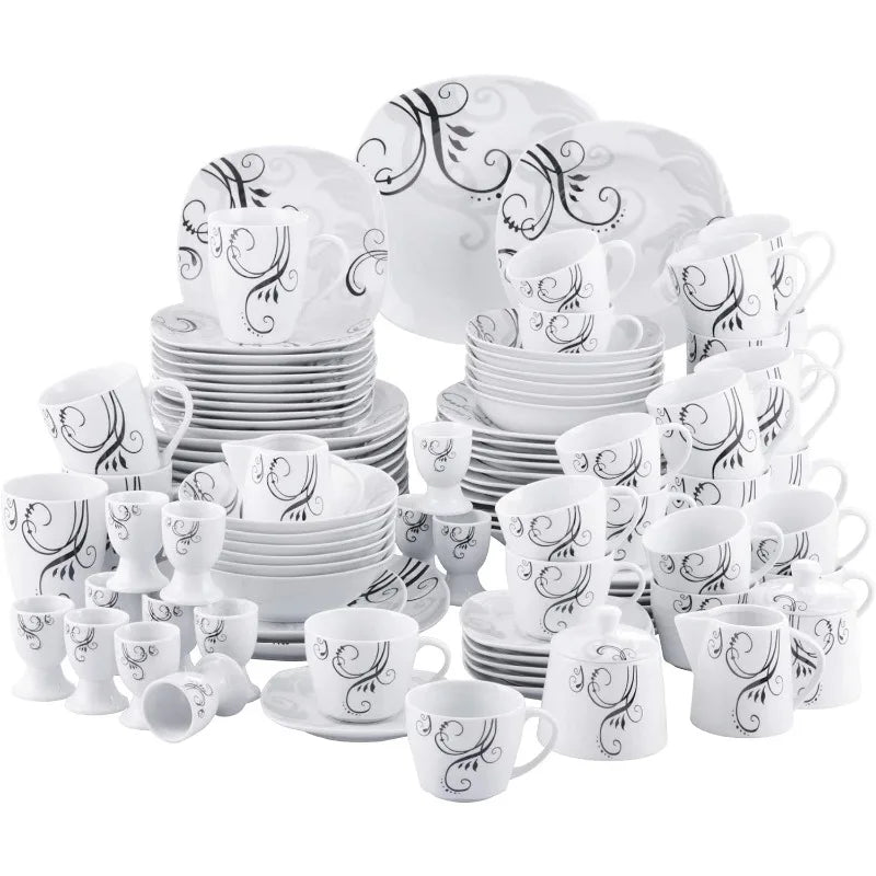 Dinnerware Sets for 6, 50-Piece Porcelain Set,