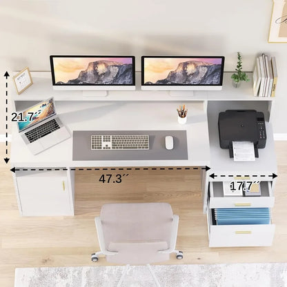 Computer Desk With 3 Drawer & Shelves