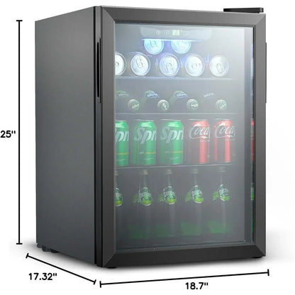 Wine Refrigerator with Glass Door Touch Panel, 2.6Cu.ft Mini Fridge Freestanding, Control Between 40°F and 61°F, Wine Cooler