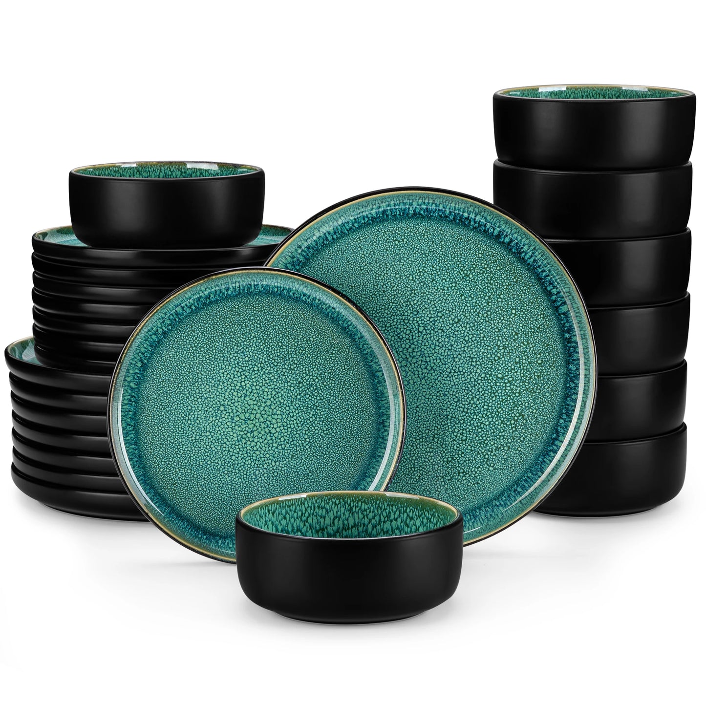 Ceramic Dinner Set Green Reactive Glaze