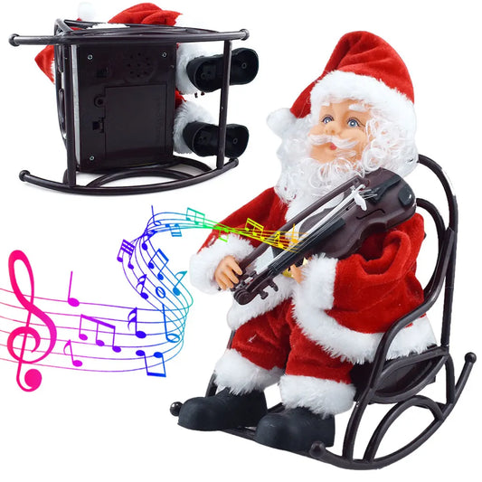 Christmas Electric Santa Claus Decorations Battery Powered Swing Chair Santa Claus Electric Toys Creative for Xmas Ornaments