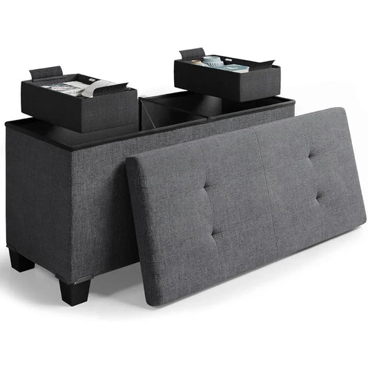 Ottoman Bench with Storage Bins,