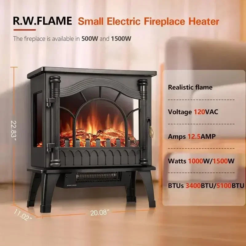 Freestanding Fireplace Infrared Stove Adjustable Heating Mode