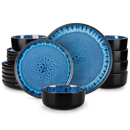 Black Ceramic Plate Sets  Blue Stoneware