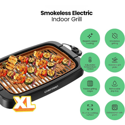 Smokeless Indoor Electric Grill,  Temperature Control,