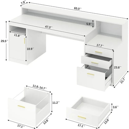 Computer Desk With 3 Drawer & Shelves