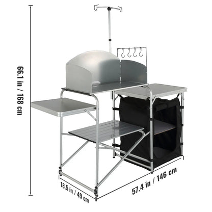 Camping outdoor Folding Cooking Table and Storage